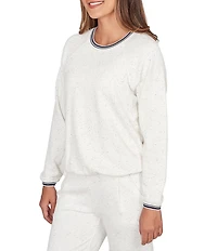 Ruby Rd. Soft Speckled Knit Stripe Trim Top