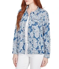 Ruby Rd. Soft Tencel™ Paisley Print Point Collar Long Sleeve Button-Front Jacket
