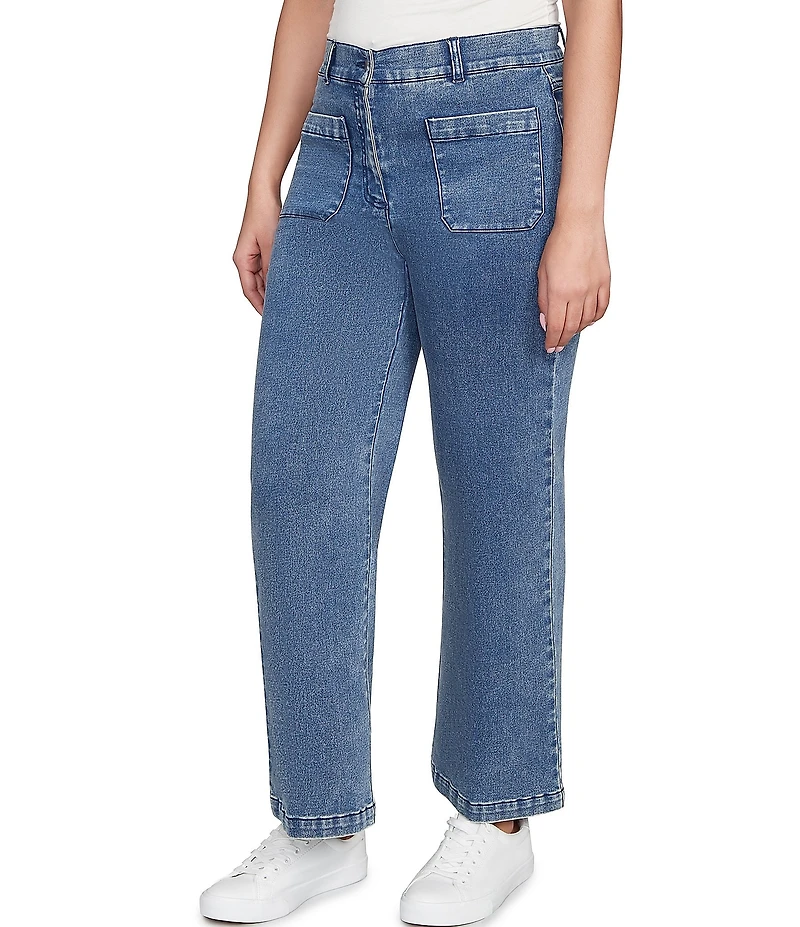 Ruby Rd. Soft Terry Wide Leg Relaxed Ankle Denim Jeans