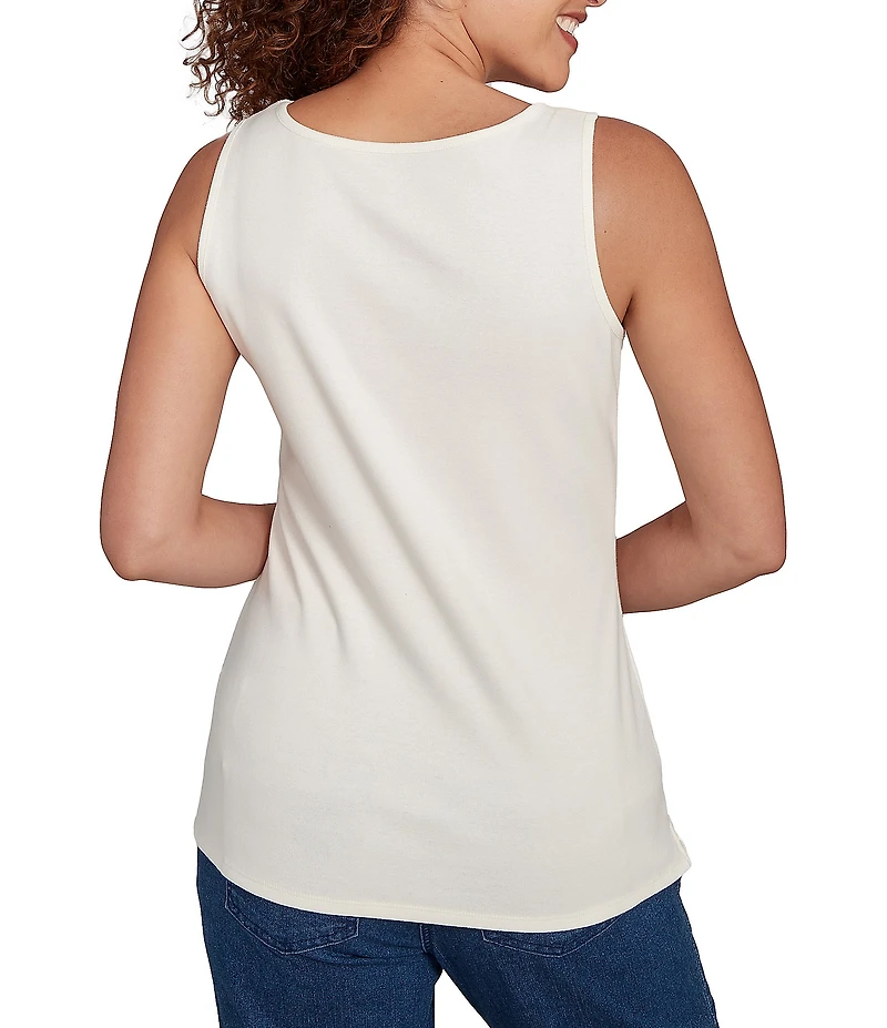 Ruby Rd. Solid Ribbed Knit Scoop Neck Sleeveless Tank