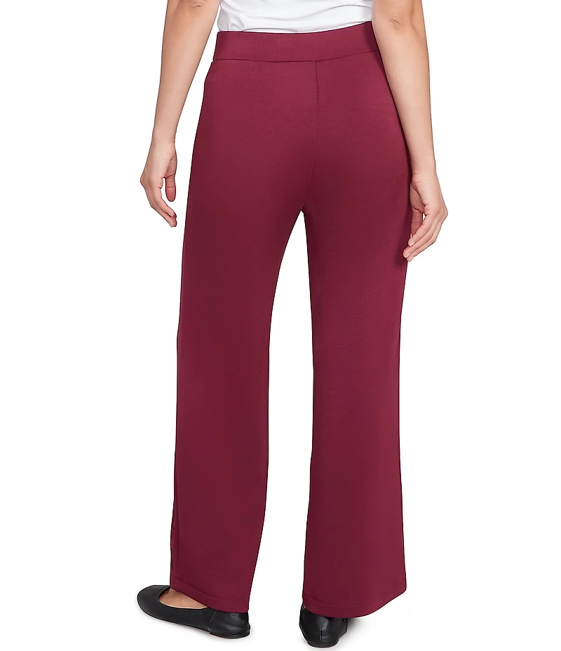 Ruby Rd. Solid Scuba Embroidered Wide Leg Pull-On Pants