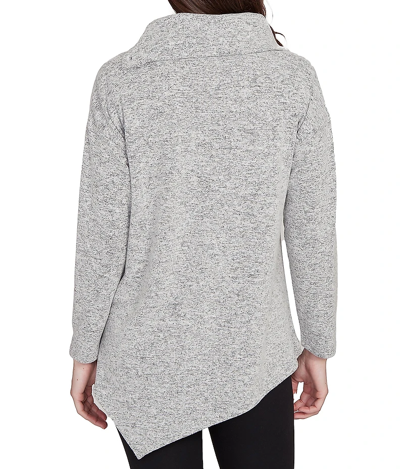 Ruby Rd. Split Cowl Neck Long Sleeve Asymmetric Hem Top