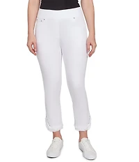 Ruby Rd. Straight Leg Embellished Fringe Hem Detail Pull-On Pants