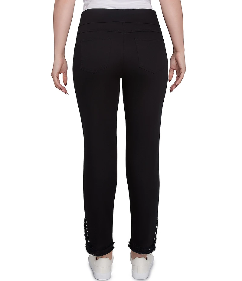 Ruby Rd. Straight Leg Embellished Fringe Hem Pull-On Pants