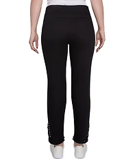 Ruby Rd. Straight Leg Embellished Fringe Hem Pull-On Pants