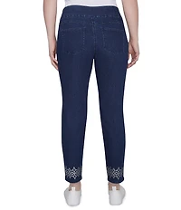 Ruby Rd. Straight Leg Printed Hem Pull-On Ankle Jeans