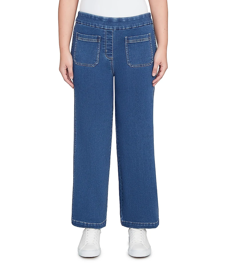 Ruby Rd. Stretch Cotton Blend Patch Pocket Wide Leg Pull-On Jeans