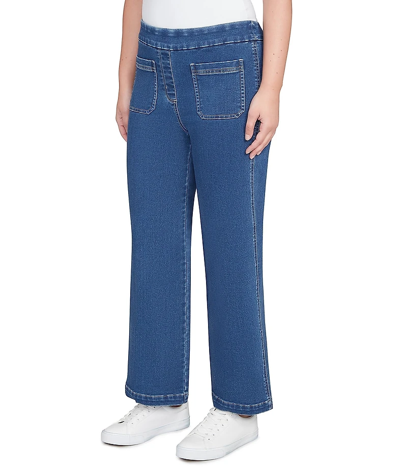 Ruby Rd. Stretch Cotton Blend Patch Pocket Wide Leg Pull-On Jeans