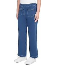 Ruby Rd. Stretch Cotton Blend Patch Pocket Wide Leg Pull-On Jeans