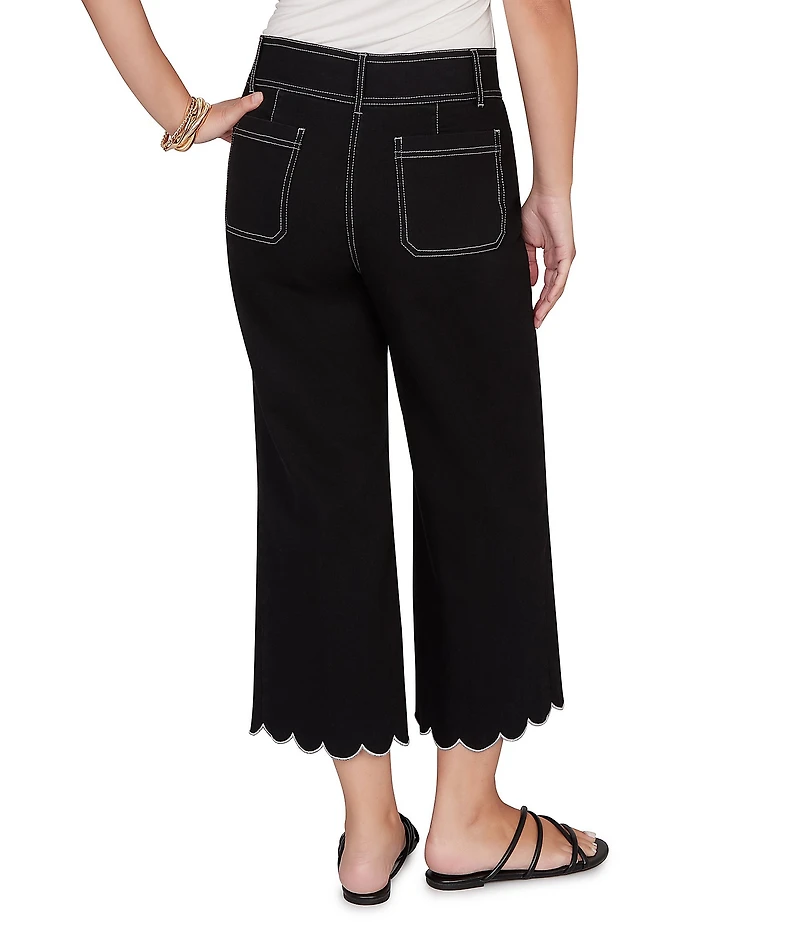 Ruby Rd. Stretch Denim Patch Pocket Scalloped Hem Cropped Pants