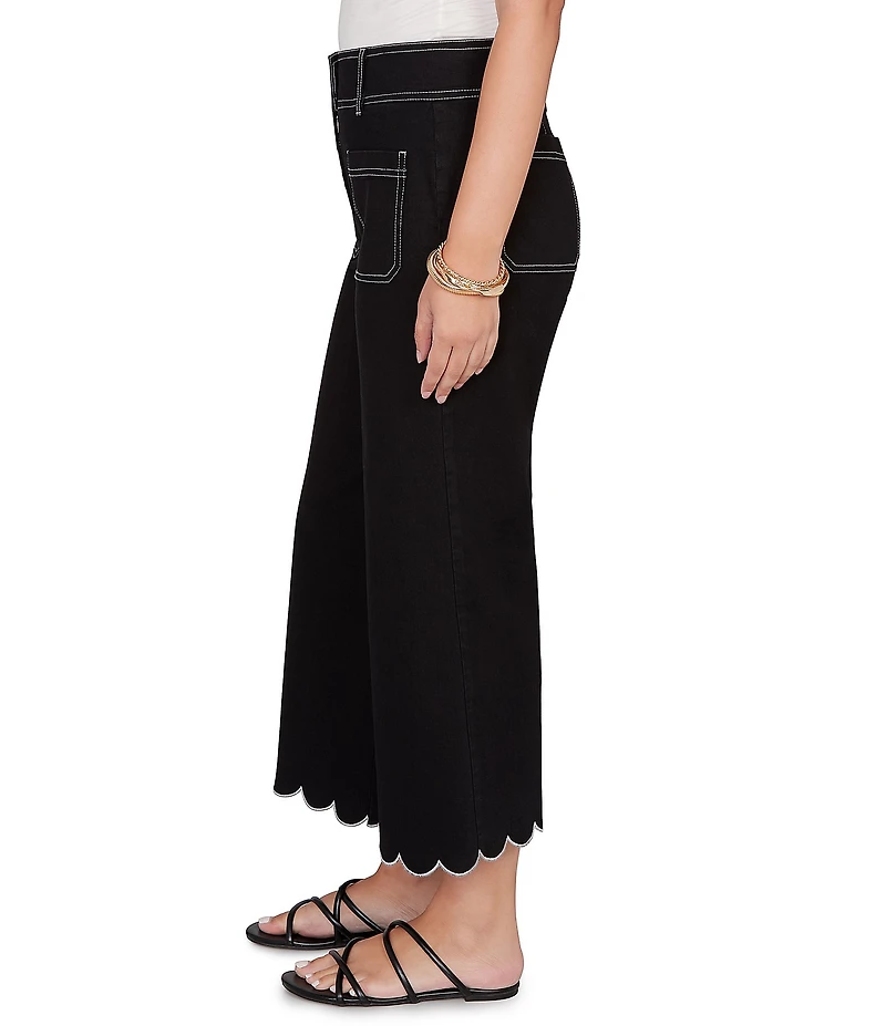 Ruby Rd. Stretch Denim Patch Pocket Scalloped Hem Cropped Pants