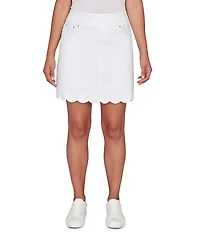 Ruby Rd. Stretch Denim Scalloped Hem Pull-On Skort