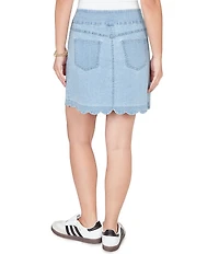 Ruby Rd. Stretch Denim Scalloped Hem Pull-On Skort