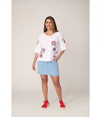 Ruby Rd. Stretch Denim Scalloped Hem Pull-On Skort
