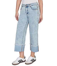 Ruby Rd. Ultra-Soft Denim Rolled Hem Wide Leg Jeans