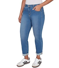 Ruby Rd. Ultra-Soft Rolled Hem Girlfriend Jeans