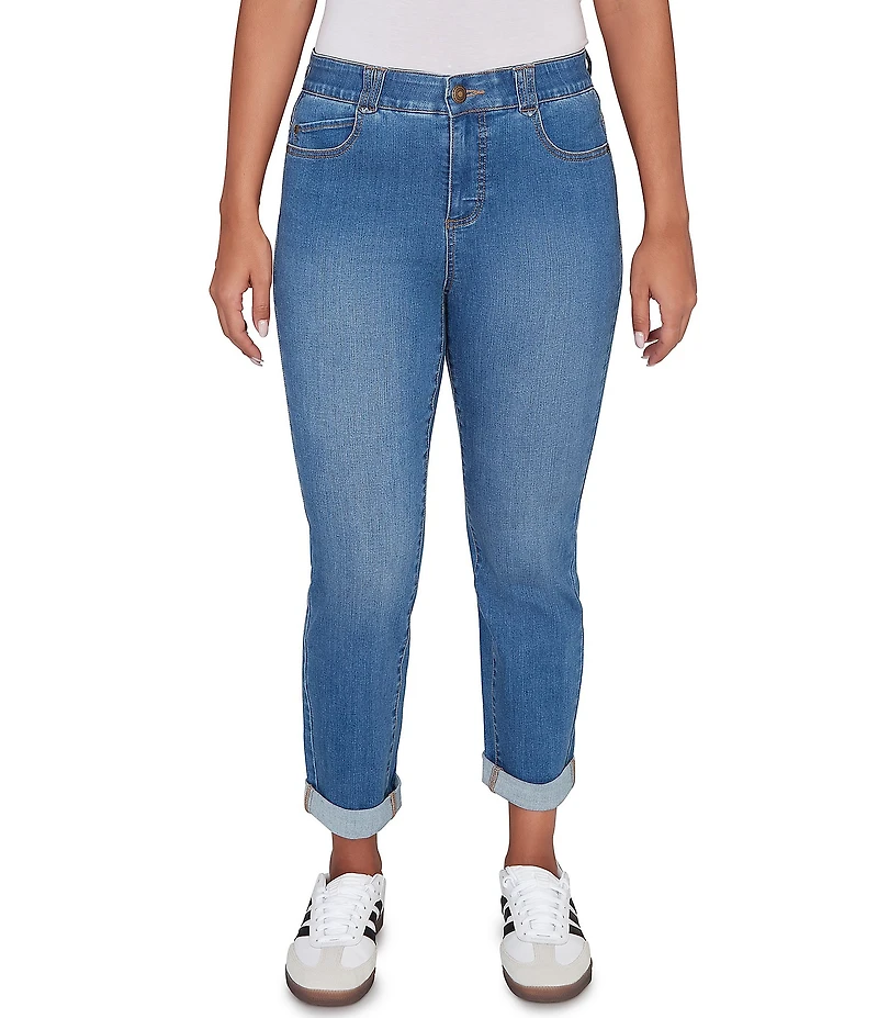 Ruby Rd. Ultra-Soft Rolled Hem Girlfriend Jeans