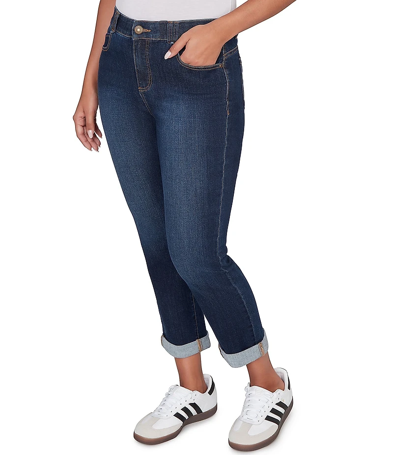Ruby Rd. Ultra-Soft Rolled Hem Girlfriend Jeans