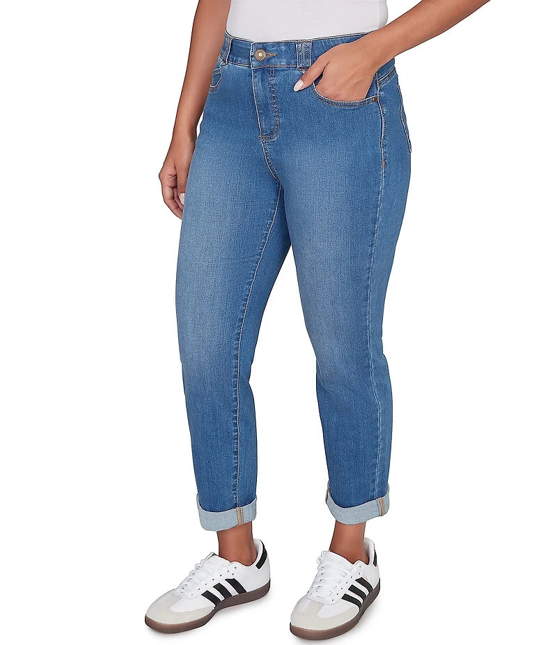 Ruby Rd. Ultra-Soft Rolled Hem Girlfriend Jeans