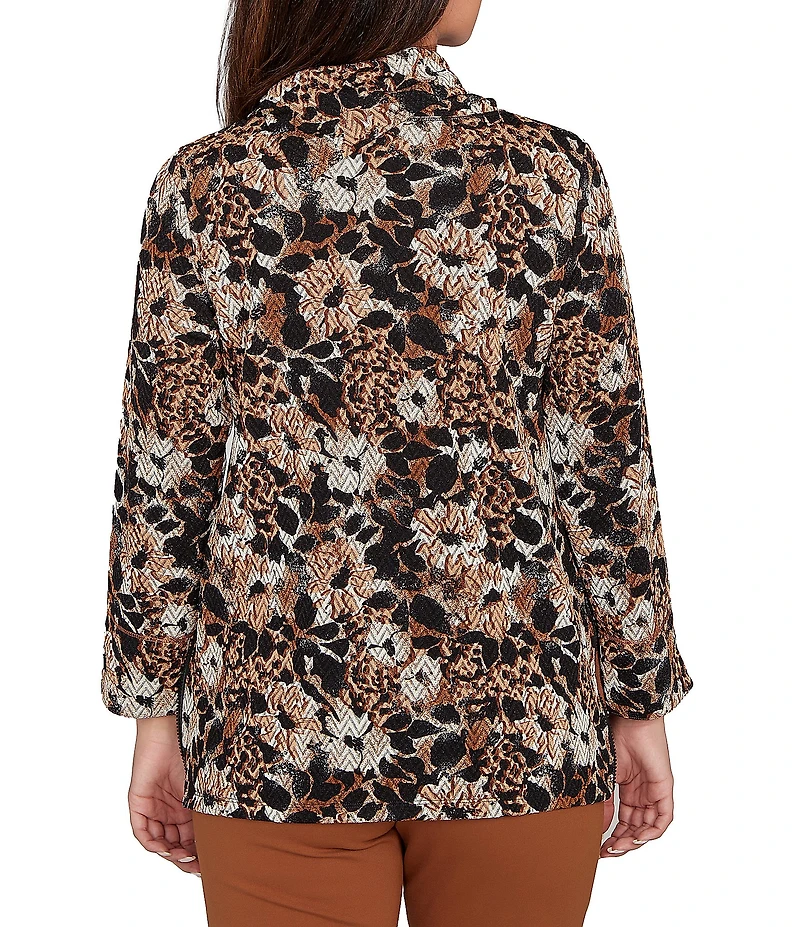 Ruby Rd. Floral Spots Print Cowl Neck Side Zipper Knit Top