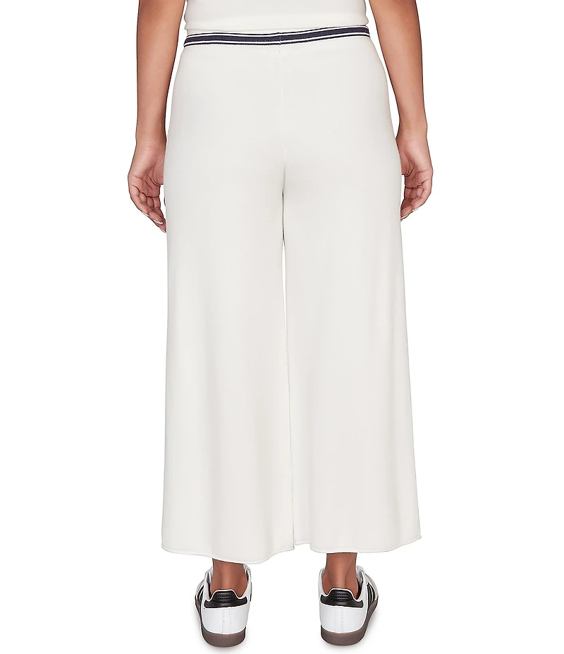 Ruby Rd. Wide Leg Contrast Striped Trim Pull-On Sweater Pants