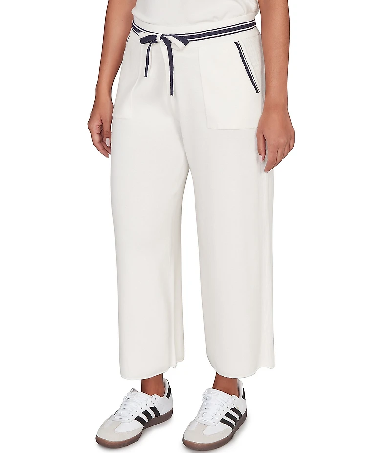 Ruby Rd. Wide Leg Contrast Striped Trim Pull-On Sweater Pants