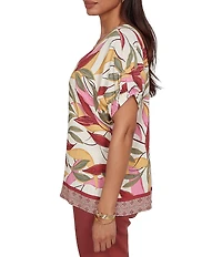 Ruby Rd. Woven Sedona Scoop Neck Short Elasticated Sleeve Top