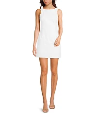 Rumored Coastal Linen Blend Boat Neck Mini Dress