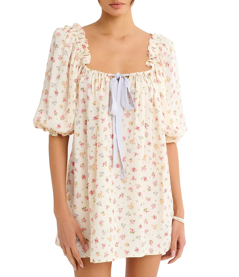 Rumored Darling Floral Print Babydoll Mini Dress