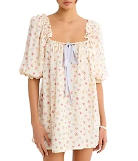 Rumored Darling Floral Print Babydoll Mini Dress