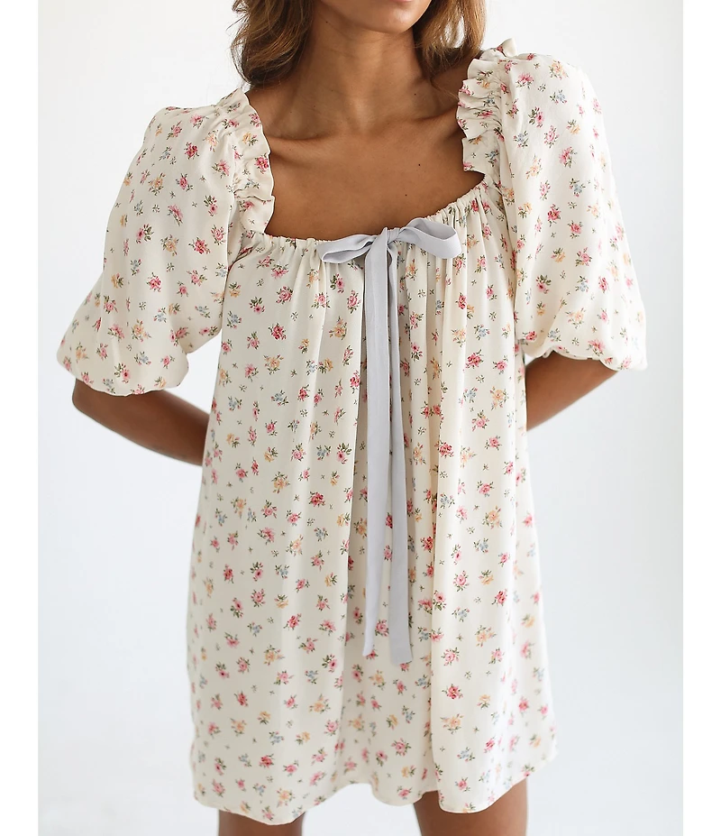 Rumored Darling Floral Print Babydoll Mini Dress
