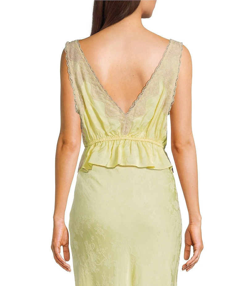 Rumored Lady Coordinating Lace Tie Front V-Neck Sleeveless Top
