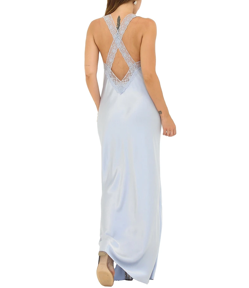 Rumored V-Neck Lace Trim Crossroads Maxi Dress
