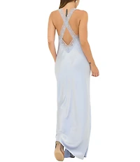 Rumored V-Neck Lace Trim Crossroads Maxi Dress
