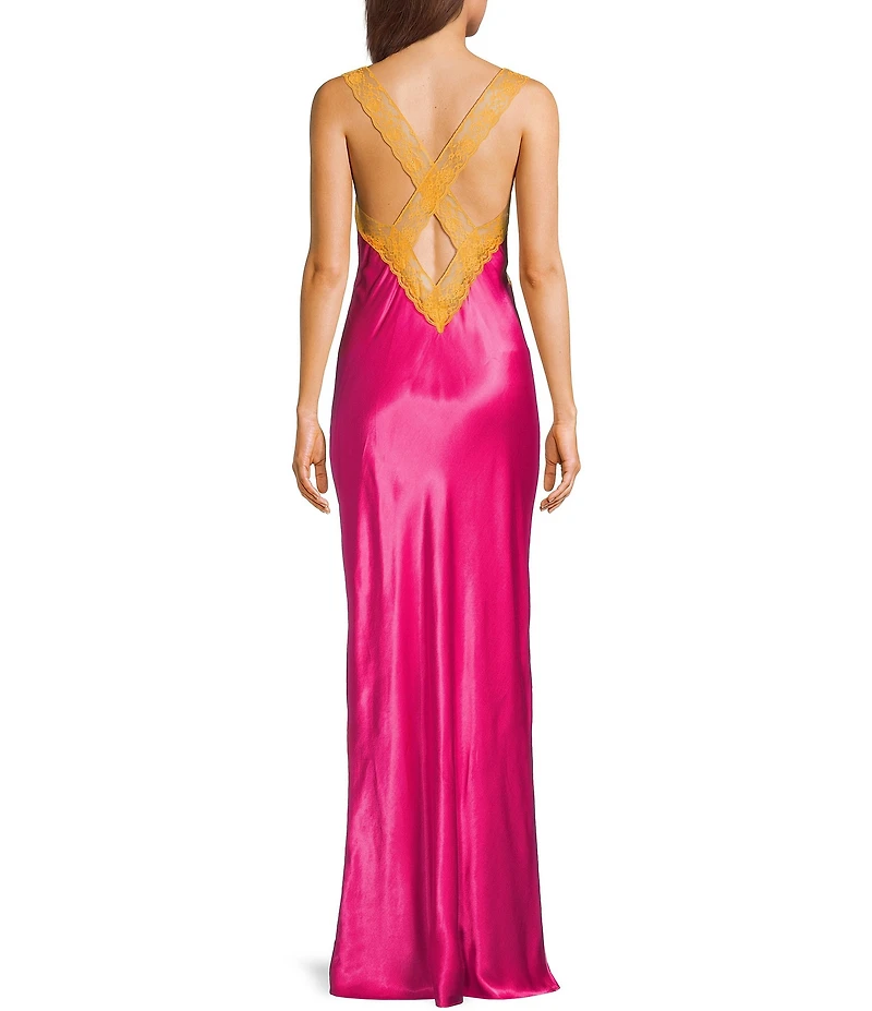 Rumored V-Neck Lace Trim Crossroads Maxi Dress