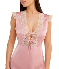 Rumored V-Neck Tie Front Honeycomb Mini Dress