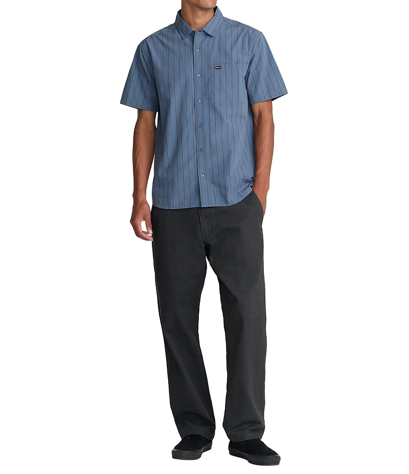 RVCA Dayshift Workwear Stripe Short Sleeve Woven Shirt
