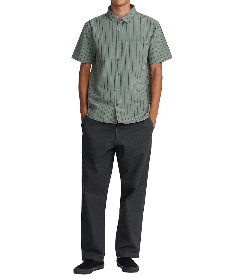 RVCA Dayshift Workwear Stripe Short Sleeve Woven Shirt