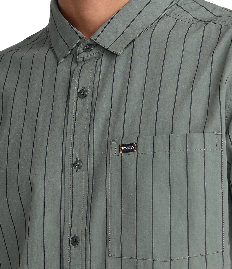 RVCA Dayshift Workwear Stripe Short Sleeve Woven Shirt