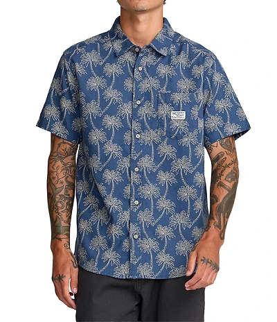 RVCA Exotica Printed Short Sleeve Linen Blend Shirt