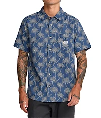 RVCA Exotica Printed Short Sleeve Linen Blend Shirt