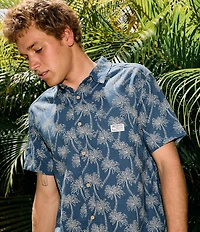 RVCA Exotica Printed Short Sleeve Linen Blend Shirt