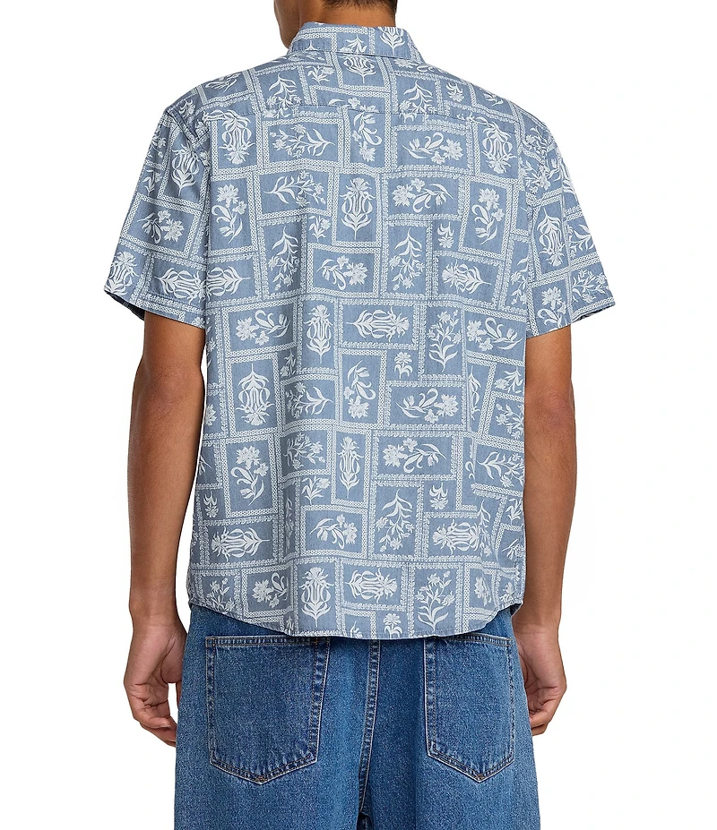 RVCA Frame Short Sleeve Printed Woven Chambray Shirt