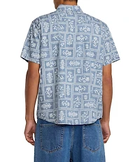 RVCA Frame Short Sleeve Printed Woven Chambray Shirt