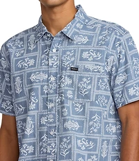 RVCA Frame Short Sleeve Printed Woven Chambray Shirt