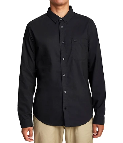 RVCA Long Sleeve That'll Do Stretch Solid Oxford Shirt