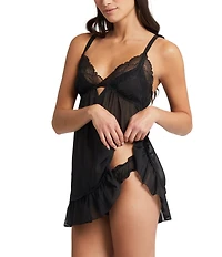 Rya Collection Dahlia Chiffon Babydoll & Ruffled-Edged Bikini Panty