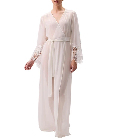 Rya Collection Delight Long Sleeve Open Lapel Long Chiffon Bridal Robe