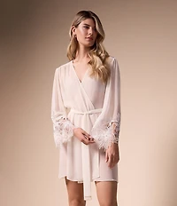 Rya Collection Delight Long Sleeve Open Lapel Short Bridal Robe