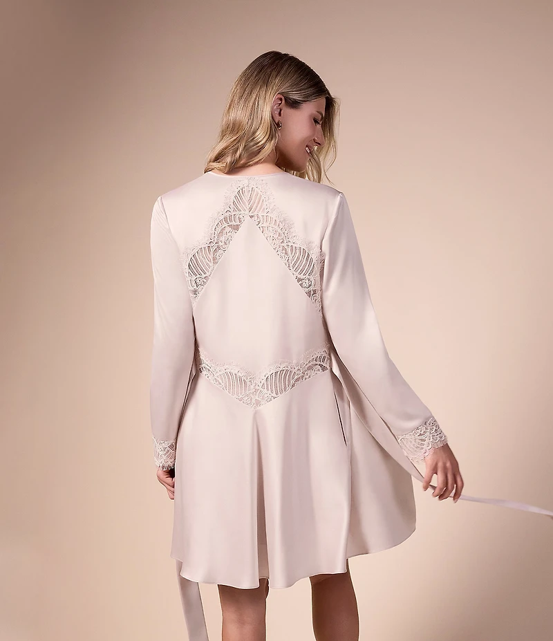 Rya Collection Delight Long Sleeve Open Lapel Short Bridal Robe
